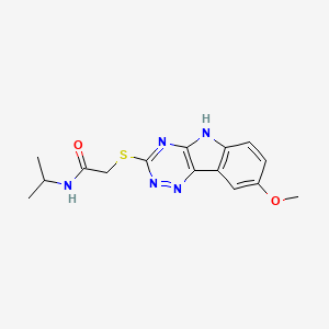 molecular formula C15H17N5O2S B12582470 Acetamide,2-[(8-methoxy-2H-1,2,4-triazino[5,6-B]indol-3-YL)thio]-N-(isopropyl)- 