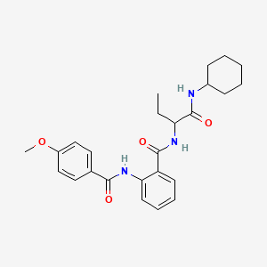 molecular formula C25H31N3O4 B12582527 N-[1-(Cyclohexylamino)-1-oxo-2-butanyl]-2-[(4-methoxybenzoyl)amino]benzamide CAS No. 499105-01-0