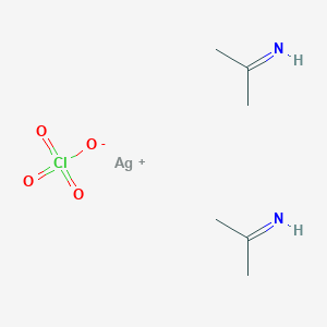 molecular formula C6H14AgClN2O4 B12582536 Silver(1+), bis(2-propanimine)-, perchlorate CAS No. 634902-77-5