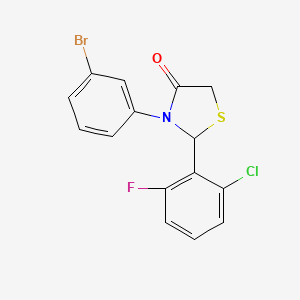 molecular formula C15H10BrClFNOS B12582562 4-Thiazolidinone, 3-(3-bromophenyl)-2-(2-chloro-6-fluorophenyl)- CAS No. 624739-23-7