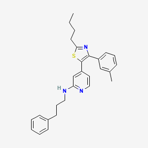 molecular formula C28H31N3S B12582719 N-[4-[2-Butyl-4-(3-methylphenyl)-1,3-thiazol-5-YL]-2-pyridyl]-N-(3-phenylpropyl)amine CAS No. 303163-08-8