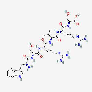 molecular formula C34H55N13O9 B12582722 L-Tryptophyl-L-seryl-N~5~-(diaminomethylidene)-L-ornithyl-L-valyl-N~5~-(diaminomethylidene)-L-ornithyl-L-serine CAS No. 648424-17-3