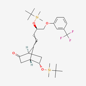 molecular formula C30H47F3O4Si2 B12582736 (1R,4R,5S,7R)-5-{[tert-Butyl(dimethyl)silyl]oxy}-7-{(3R)-3-{[tert-butyl(dimethyl)silyl]oxy}-4-[3-(trifluoromethyl)phenoxy]but-1-en-1-yl}bicyclo[2.2.1]heptan-2-one CAS No. 301533-91-5