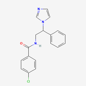 molecular formula C18H16ClN3O B12582739 Benzamide, 4-chloro-N-[2-(1H-imidazol-1-yl)-2-phenylethyl]- CAS No. 436808-87-6