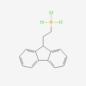 molecular formula C15H13Cl3Si B12582766 Silane, trichloro[2-(9H-fluoren-9-yl)ethyl]- CAS No. 215164-98-0