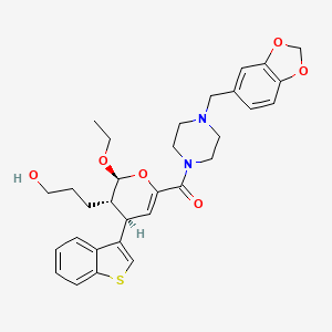 [4-(1,3-benzodioxol-5-ylmethyl)-1-piperazinyl]-[(2S,3S,4R)-4-(1-benzothiophen-3-yl)-2-ethoxy-3-(3-hydroxypropyl)-3,4-dihydro-2H-pyran-6-yl]methanone