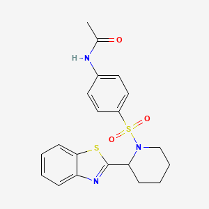 molecular formula C20H21N3O3S2 B1258316 N-(4-{[2-(1,3-benzothiazol-2-yl)piperidin-1-yl]sulfonyl}phenyl)acetamide 