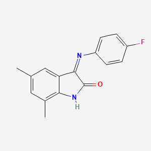 molecular formula C16H13FN2O B12583894 2H-Indol-2-one, 3-[(4-fluorophenyl)imino]-1,3-dihydro-5,7-dimethyl- CAS No. 647013-17-0