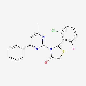 molecular formula C20H15ClFN3OS B1258428 2-(2-Chloro-6-fluoro-phenyl)-3-(4-methyl-6-phenyl-pyrimidin-2-yl)thiazolidin-4-one 