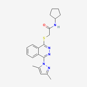 molecular formula C20H23N5OS B12584348 N-Cyclopentyl-2-{[4-(3,5-dimethyl-1H-pyrazol-1-yl)-1-phthalazinyl]sulfanyl}acetamide 