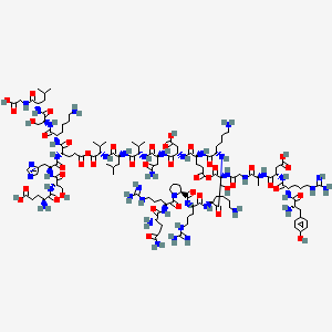 molecular formula C126H208N42O43 B1258443 (4S)-4-amino-5-[[(2S)-1-[[(2S)-1-[[(2S)-5-[(2S)-2-[[(2S)-2-[[(2S)-2-[[(2S)-4-amino-2-[[(2S)-2-[[(2S)-2-[[(2S)-6-amino-2-[[(2S)-6-amino-2-[[(2S)-5-carbamimidamido-2-[[(2S)-1-[(2S)-5-carbamimidamido-2-[[(2S)-2,5-diamino-5-oxopentanoyl]amino]pentanoyl]pyrrolidine-2-carbonyl]amino]pentanoyl]amino]hexanoyl]amino]hexanoyl]amino]-5-[(2S)-2-[[2-[[(2S)-2-[[(2S)-2-[[(2S)-2-[[(2S)-2-amino-3-(4-hydroxyphenyl)propanoyl]amino]-5-carbamimidamidopentanoyl]amino]-3-carboxypropanoyl]amino]propanoyl]amino]acetyl]amino]-3-hydroxypropanoyl]oxy-5-oxopentanoyl]amino]-3-carboxypropanoyl]amino]-4-oxobutanoyl]amino]-3-methylbutanoyl]amino]-4-methylpentanoyl]amino]-3-methylbutanoyl]oxy-1-[[(2S)-6-amino-1-[[(2S)-1-[[(2S)-1-(carboxymethylamino)-4-methyl-1-oxopentan-2-yl]amino]-3-hydroxy-1-oxopropan-2-yl]amino]-1-oxohexan-2-yl]amino]-1,5-dioxopentan-2-yl]amino]-3-(4H-imidazol-4-yl)-1-oxopropan-2-yl]amino]-3-hydroxy-1-oxopropan-2-yl]amino]-5-oxopentanoic acid CAS No. 92952-95-9