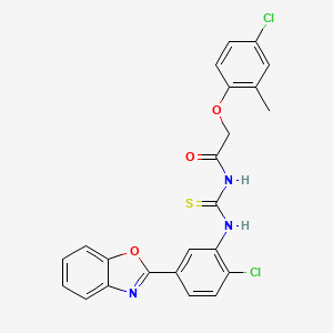 molecular formula C23H17Cl2N3O3S B12584590 N-{[5-(1,3-benzoxazol-2-yl)-2-chlorophenyl]carbamothioyl}-2-(4-chloro-2-methylphenoxy)acetamide 