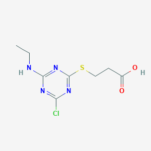 molecular formula C8H11ClN4O2S B12584596 3-{[4-Chloro-6-(ethylamino)-1,3,5-triazin-2-yl]sulfanyl}propanoic acid CAS No. 478061-57-3