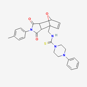 molecular formula C27H28N4O3S B1258462 N-[[2-(4-methylphenyl)-1,3-dioxo-7,7a-dihydro-3aH-octahydro-1H-4,7-epoxyisoindol-4-yl]methyl]-4-phenyl-1-piperazinecarbothioamide 