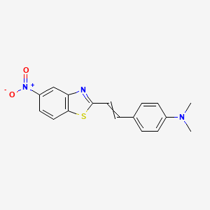 molecular formula C17H15N3O2S B12584642 Benzenamine, N,N-dimethyl-4-[2-(5-nitro-2-benzothiazolyl)ethenyl]- CAS No. 647036-19-9