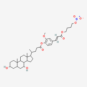 [2-methoxy-4-[(E)-3-(4-nitrooxybutoxy)-3-oxoprop-1-enyl]phenyl] 4-(3,7-dihydroxy-10,13-dimethyl-2,3,4,5,6,7,8,9,11,12,14,15,16,17-tetradecahydro-1H-cyclopenta[a]phenanthren-17-yl)pentanoate