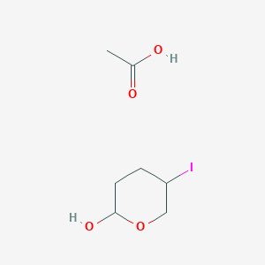 molecular formula C7H13IO4 B12584751 Acetic acid;5-iodooxan-2-ol CAS No. 645413-14-5