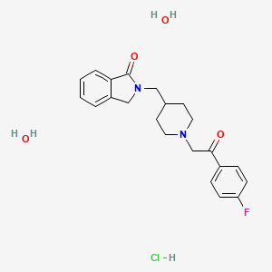 molecular formula C22H28ClFN2O4 B1258476 2-[[1-[2-(4-fluorophenyl)-2-oxoethyl]piperidin-4-yl]methyl]-3H-isoindol-1-one;dihydrate;hydrochloride CAS No. 1937215-88-7