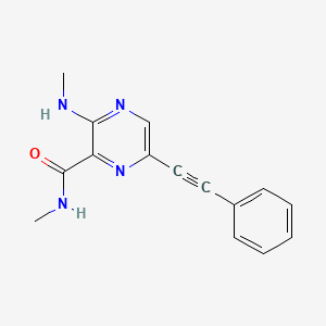 molecular formula C15H14N4O B12584778 Pyrazinecarboxamide, N-methyl-3-(methylamino)-6-(phenylethynyl)- CAS No. 647826-48-0