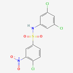 molecular formula C12H7Cl3N2O4S B12584888 Benzenesulfonamide, 4-chloro-N-(3,5-dichlorophenyl)-3-nitro- CAS No. 646039-95-4