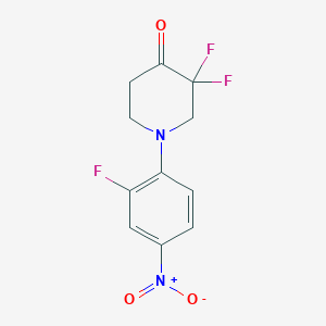 molecular formula C11H9F3N2O3 B12584906 3,3-Difluoro-1-(2-fluoro-4-nitrophenyl)piperidin-4-one CAS No. 648921-22-6