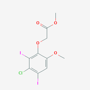 molecular formula C10H9ClI2O4 B12585076 Acetic acid, (3-chloro-2,4-diiodo-6-methoxyphenoxy)-, methyl ester CAS No. 646054-36-6
