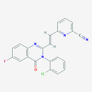 molecular formula C22H12ClFN4O B1258517 6-[2-[3-(2-Chlorophenyl)-4-oxo-6-fluoro-3,4-dihydroquinazoline-2-yl]ethenyl]-2-pyridinecarbonitrile 