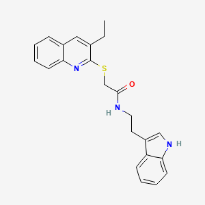 molecular formula C23H23N3OS B12585190 2-[(3-Ethyl-2-quinolinyl)sulfanyl]-N-[2-(1H-indol-3-yl)ethyl]acetamide 