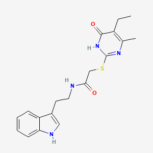 molecular formula C19H22N4O2S B12585498 Acetamide,2-[(5-ethyl-1,4-dihydro-6-methyl-4-oxo-pyrimidin-2-YL)thio]-N-[2-(1H-indol-3-YL)ethyl]- 