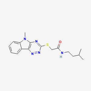 molecular formula C17H21N5OS B12585512 Acetamide,N-(3-methylbutyl)-2-[(5-methyl-5H-1,2,4-triazino[5,6-B]indol-3-YL)thio]- 