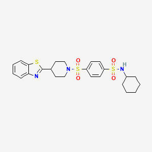 molecular formula C24H29N3O4S3 B12585703 4-[4-(1,3-Benzothiazol-2-yl)piperidine-1-sulfonyl]-N-cyclohexylbenzene-1-sulfonamide CAS No. 606082-84-2