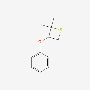 molecular formula C11H14OS B12585789 Thietane, 2,2-dimethyl-3-phenoxy- CAS No. 647033-00-9