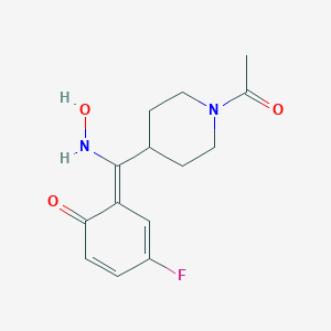 molecular formula C14H17FN2O3 B125858 (E)-1-Acetyl-alpha-(5-fluoro-2-hydroxyphenyl)-N-hydroxy-4-piperidinemethanimine CAS No. 84162-97-0