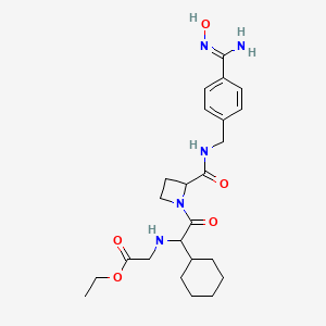 molecular formula C24H35N5O5 B1258588 ethyl 2-[[1-cyclohexyl-2-[2-[[4-[(Z)-N'-hydroxycarbamimidoyl]phenyl]methylcarbamoyl]azetidin-1-yl]-2-oxoethyl]amino]acetate 