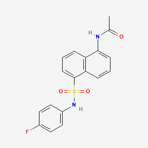molecular formula C18H15FN2O3S B12586145 N-{5-[(4-Fluorophenyl)sulfamoyl]naphthalen-1-yl}acetamide CAS No. 648899-29-0