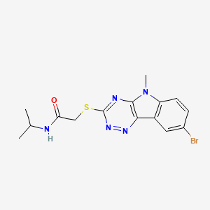 molecular formula C15H16BrN5OS B12586153 Acetamide,2-[(8-bromo-5-methyl-5H-1,2,4-triazino[5,6-B]indol-3-YL)thio]-N-(isopropyl)- 