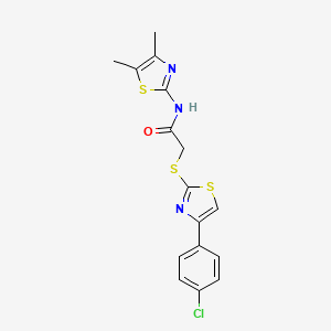 molecular formula C16H14ClN3OS3 B12586253 Acetamide,2-[[4-(4-chlorophenyl)-thiazol-2-YL]thio]-N-(4,5-dimethyl-thiazol-2-YL)- 