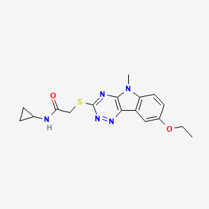 molecular formula C17H19N5O2S B12586277 N-Cyclopropyl-2-(6-ethoxy-9-methyl-9H-1,3,4,9-tetraaza-fluoren-2-ylsulfanyl)-acetamide 