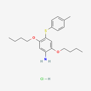 molecular formula C21H30ClNO2S B12586298 2,5-Dibutoxy-4-[(4-methylphenyl)sulfanyl]aniline--hydrogen chloride (1/1) CAS No. 612478-40-7