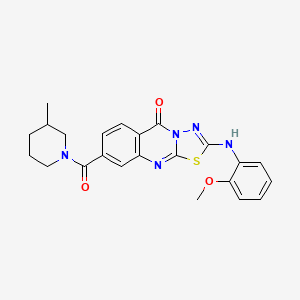 2-(2-Methoxyanilino)-8-[(3-methyl-1-piperidinyl)-oxomethyl]-[1,3,4]thiadiazolo[2,3-b]quinazolin-5-one
