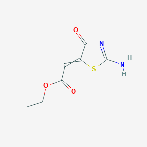 molecular formula C7H8N2O3S B12586335 Ethyl 2-(2-amino-4-oxo-1,3-thiazol-5-ylidene)acetate 