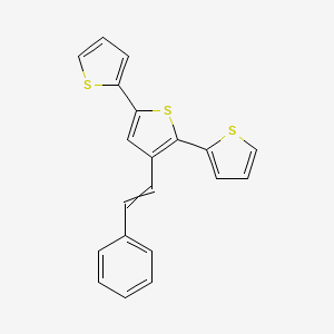 molecular formula C20H14S3 B12586377 3-(2-Phenylethenyl)-2,5-dithiophen-2-ylthiophene CAS No. 634602-05-4