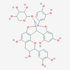molecular formula C35H32O16 B1258640 3-O-alpha-L-Arabinopyranosylproanthocyanidin A5' 