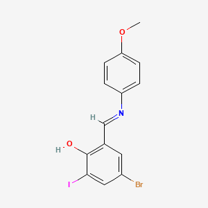 molecular formula C14H11BrINO2 B12586433 4-Bromo-2-iodo-6-[(4-methoxyanilino)methylidene]cyclohexa-2,4-dien-1-one CAS No. 649560-32-7