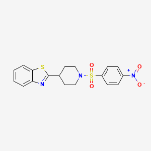 molecular formula C18H17N3O4S2 B12586488 Piperidine, 4-(2-benzothiazolyl)-1-[(4-nitrophenyl)sulfonyl]-(9CI) 