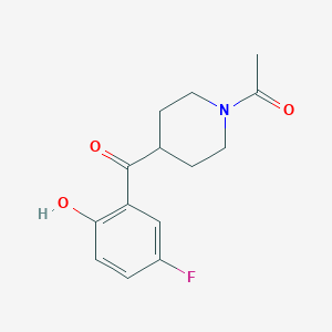 molecular formula C14H16FNO3 B125865 1-[4-(5-Fluoro-2-hydroxybenzoyl)-1-piperidinyl]-ethanone CAS No. 84162-84-5