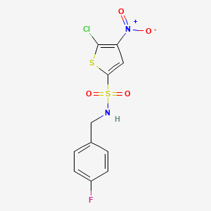 molecular formula C11H8ClFN2O4S2 B12586647 2-Thiophenesulfonamide, 5-chloro-N-[(4-fluorophenyl)methyl]-4-nitro- CAS No. 646039-93-2