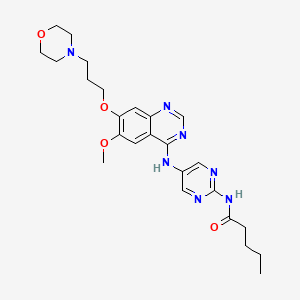 molecular formula C25H33N7O4 B12586718 Pentanamide, N-[5-[[6-methoxy-7-[3-(4-morpholinyl)propoxy]-4-quinazolinyl]amino]-2-pyrimidinyl]- 