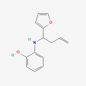 molecular formula C14H15NO2 B12586807 Phenol, 2-[[1-(2-furanyl)-3-butenyl]amino]- CAS No. 647017-96-7