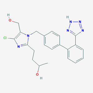 molecular formula C22H23ClN6O2 B125869 4-[4-chloro-5-(hydroxymethyl)-1-[[4-[2-(2H-tetrazol-5-yl)phenyl]phenyl]methyl]imidazol-2-yl]butan-2-ol CAS No. 141675-57-2
